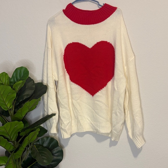 MainStrip Red Heart relaxed fit Sweater L - Picture 1 of 7
